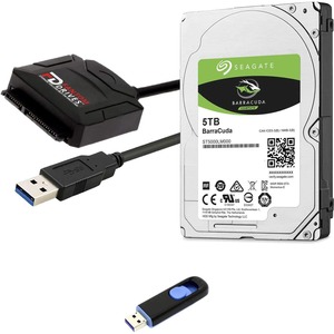 Fantom Drives FD 5TB Hard Drive Upgrade Kit with Seagate Barracuda ST5000LM000 (2.5" / 15mm), Fantom Drives USB 3.0 to SATA Cable Converter and Fantom Drives Cloning Software Inside USB Flash Drive
