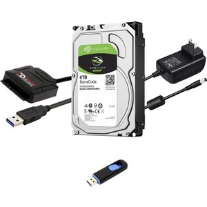Fantom Drives FD 6TB Hard Drive Upgrade Kit with Seagate Barracuda ST6000DM003 (3.5"), Fantom Drives USB 3. 0 to SATA Cable Converter, 12V Power Supply, and Fantom Drives Cloning Software Inside USB Flash Drive
