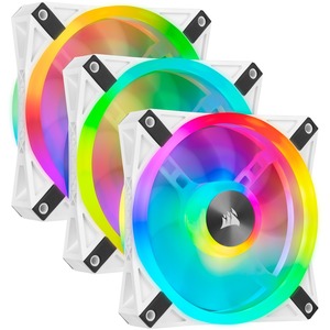 Corsair QL Series, iCUE QL120 RGB, 120mm RGB LED PWM White Fan, Triple Fan Kit with Lighting Node Core