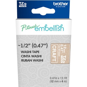 Brother P-touch Embellish White on Craft Washi Tape 12mm (~1/2") x 4m