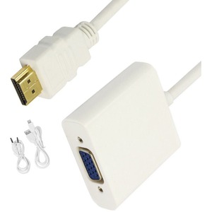 4XEM HDMI to VGA Adapter With 3.5mm Audio Cable and Power- White