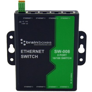 Brainboxes 8 Port Unmanaged Ethernet Switch Wall Mountable
