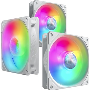 Cooler Master SickleFlow 120 V2 ARGB White Edition 3in1 Square Frame Fan, ARGB 3-Pin Customizable LEDs, Air Balance Curve Blade, Sealed Bearing, PWM Control for Computer Case & Liquid Radiator