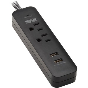 Tripp Lite Surge Protector Power Strip 2-Outlet with 2 USB Ports 2.1A 6ft Cord