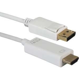 QVS 3ft DisplayPort to HDMI 4K Digital A/V White Cable