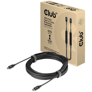 Club 3D USB Type-C Gen3x2 Bi-Directional Cable for 10Gbps Data 8K60Hz Video 60W PowerDelivery M-M 5m -16.4ft, CAC-1535
