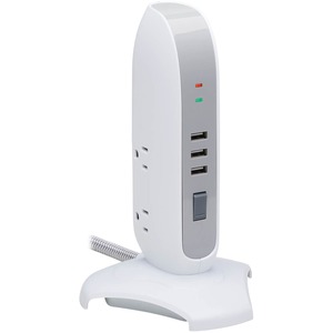 Tripp Lite by Eaton 5-Outlet Surge Protector Tower, 3x USB Ports (3.1A Shared), 6 ft. Cord, 5-15P Plug, 1200 Joules, White