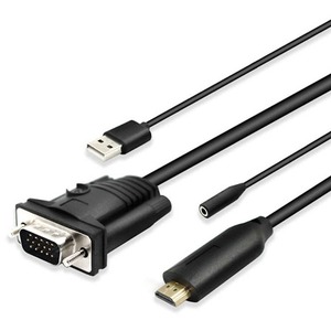4xem 4XVGAHDMIUAP6 6 ft. HDMI to VGA Adapter with 3.5 mm Audio Jack &amp; 10.80Gbps USB Power44; Black