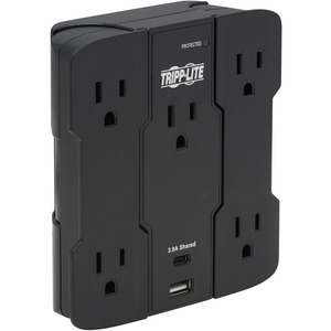 Tripp Lite by Eaton Safe-IT 5-Outlet Surge Protector USB-A/USB-C Ports 5-15P Direct Plug-In 1050 Joules Antimicrobial Protection Black