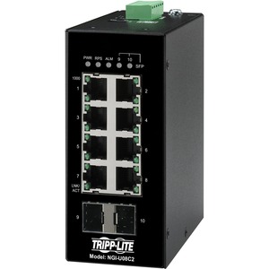 Tripp Lite by Eaton 8-Port Unmanaged Industrial Gigabit Ethernet Switch 10/100/1000 Mbps 2 GbE SFP Slots -40?&deg; to 75?&deg;C DIN Mount