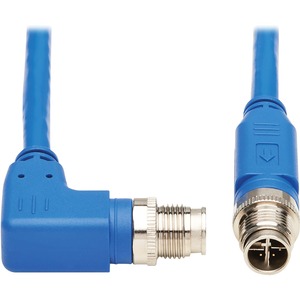 Tripp Lite M12 X-Code Cat6 1G UTP CMR-LP Ethernet Cable (Right-Angle M/M), IP68, PoE, Blue, 5 m (16.4 ft.)