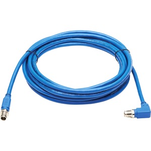 Tripp Lite M12 X-Code Cat6a 10G F/UTP CMR-LP Shielded Ethernet Cable (Right-Angle M/M), IP68, PoE, Blue, 10 m (32.8 ft.)