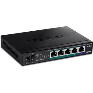 TRENDnet 5-Port Unmanaged 2.5G PoE+ Switch, Fanless, Compact Desktop Design, Metal Housing, 2.5GBASE-T Ports, IEEE 802.3bz, 55W PoE Budget, Life protection, Black, TPE-TG350