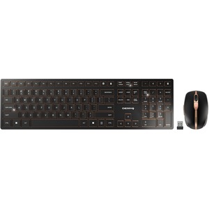 CHERRY DW 9100 Slim Wireless Keyboard and Mouse Set QWERTZ Rechargeable SX Scissor Mechanism, Whisper-Quiet keystroke, Black-Bronze