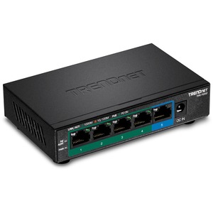 TRENDnet 5-Port Gigabit PoE+ Switch, 32W PoE Power Budget, 10Gbps Switching Capacity, IEEE 802.1p QoS, DSCP Pass-Through Support, Fanless, Wall Mountable, Lifetime Protection, Black, TPE-TG52