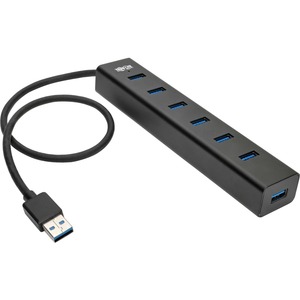 Tripp Lite U360-007-AL-INT 7-Port USB-A Mini Hub USB 3.2 Gen 1, International Plug Adapters, Aluminum Housing
