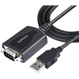 StarTech.com 3ft (1m) USB to Serial Cable with COM Port Retention, DB9 Male RS232 to USB Converter, USB to Serial Adapter, Prolific IC