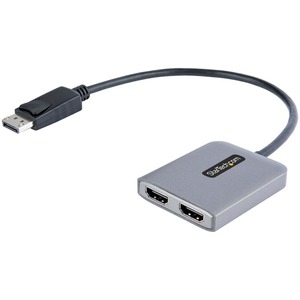 StarTech.com DP to Dual HDMI MST HUB, Dual HDMI 4K 60Hz, 2 Port DisplayPort Multi Monitor Adapter with 1ft/30cm Cable, DP 1.4 | DSC | HBR3