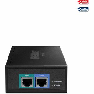 TRENDnet 10G PoE++ Injector, Supplies PoE (15.4W), PoE+ (30W), or PoE++ (90W), Converts a Non-PoE Port To A PoE ++ 10G port, Metal Housing, Black, TPE-319GI