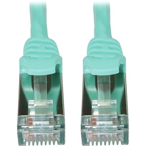 Tripp Lite Cat6a 10G Snagless Shielded Slim STP Ethernet Cable (RJ45 M/M), PoE, Aqua, 15 ft. (4.6 m)