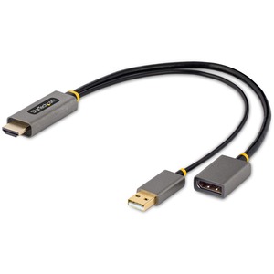 StarTech.com 1ft (30cm) HDMI to DisplayPort Adapter, 4K 60Hz HDR HDMI Source to DP Monitor, USB Bus Powered, HDMI 2.0 to DisplayPort 1.2