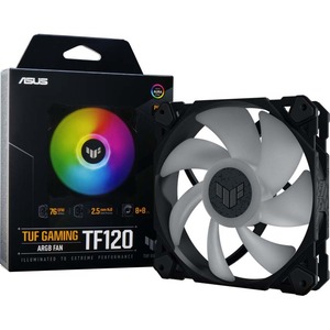 ASUS TUF Gaming TF120 ARGB Chassis Fan 3-Pin Customizable LEDs Blade, Advanced Fluid Dynamic Bearing, 120mm PWM Control, Anti-vibration Pads, Double-layer LED Array for Computer Case & Liquid Radiator