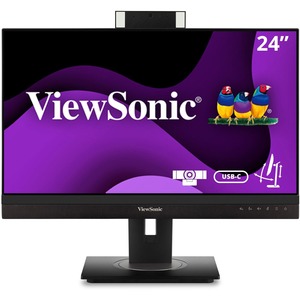 ViewSonic VG2456V 24 Inch 1080p Video Conference Monitor with Webcam, 2 Way Powered 90W USB C, Docking Built-In Gigabit Ethernet and 40 Degree Tilt Ergonomics for Home and Office