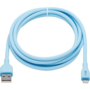 Tripp Lite Safe-IT USB-A to Lightning Sync/Charge Antibacterial Cable (M/M), Ultra Flexible, MFi Certified, Light Blue, 6 ft. (1.83 m)