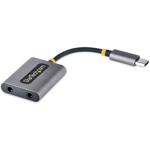 StarTech.com USB-C Headphone Splitter, USB Type C Dual Headset Adapter w/Mic Input, USB C to 3.5mm Audio Adapter/Earphone Dongle/Aux Jack