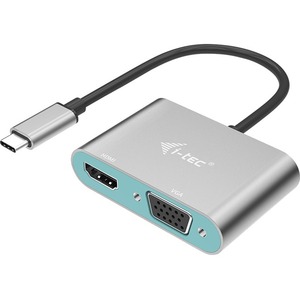 I-TEC USB-C to HDMI and VGA Metal Adapter 1x HDMI 4K 30Hz 1x VGA 1080p 60Hz Compatible with Thunderbolt 3