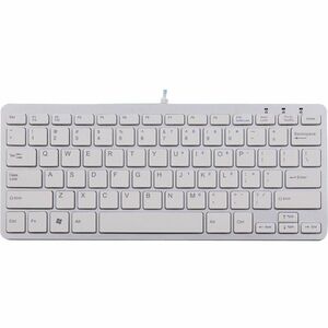 R-Go Compact ergonomic keyboard, flat design, mini keyboard, QWERTY (US) layout, wired, white