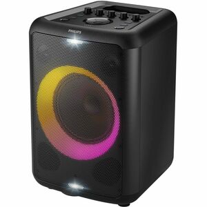 Philips X3206 Bluetooth Party Speaker with Deep bass, Up to 14 Hours Battery, Party Lights and Karaoke Effects, Microphone and Guitar Input, Audio-in, USB Charging, Built-in Trolley, TAX3206