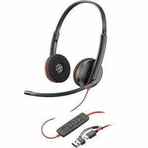 Poly Blackwire 3220 Stereo USB-C Headset + USB-C/A Adapter