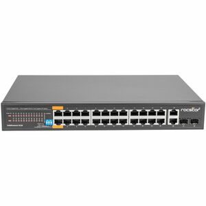 Rocstor SolidConnect SC28 28 Port Switch, 24-Port PoE+ Gigabit Unmanaged Ethernet Port, 2x Gigabit RJ45 & 2? SFP uplink