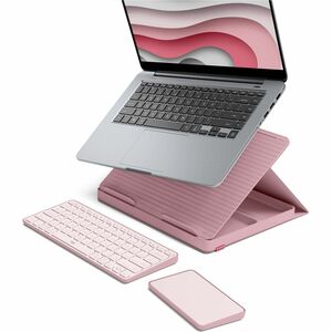 Logitech Casa Pop-Up Desk Work From Home Kit with Laptop Stand, Wireless Keyboard & Touchpad, Bluetooth, USB C Charging, for Laptop/MacBook (10" to 17")