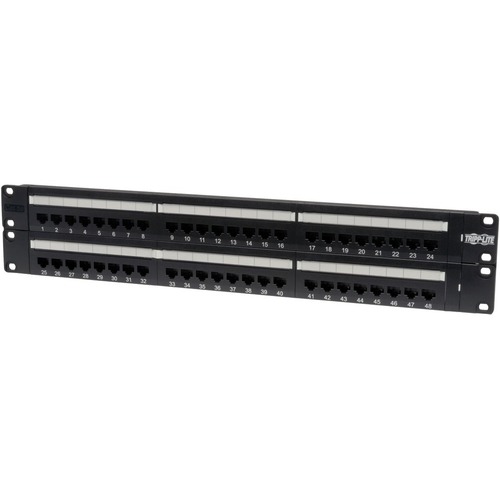 Tripp Lite By Eaton 48 Port 2U Rack Mount Cat5e 110 Patch Panel, 568B, RJ45 Ethernet, TAA 300/500