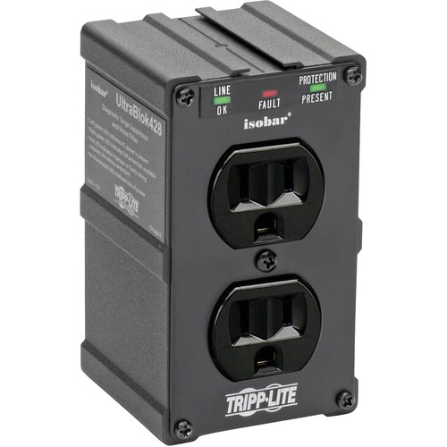 Tripp Lite By Eaton Isobar 2 Outlet Surge Protector, Direct Plug In, 1410 Joules, Diagnostic LEDs, Black Metal Housing 300/500