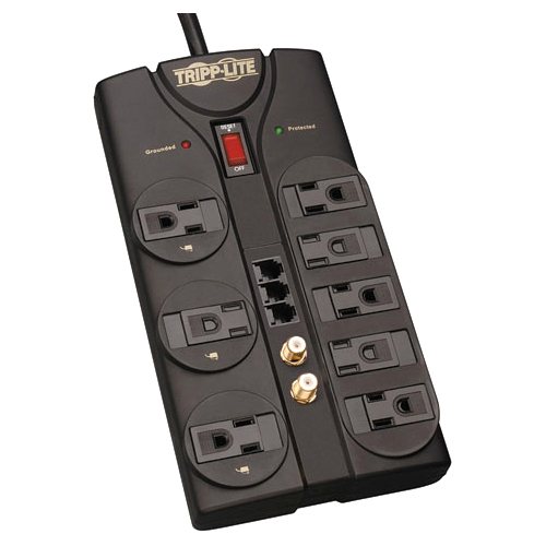 Tripp Lite By Eaton Protect It! 8 Outlet Surge Protector, 8 Ft. (2.43 M) Cord, 2160 Joules, Tel/Fax/Modem/Coax Protection, RJ11 300/500