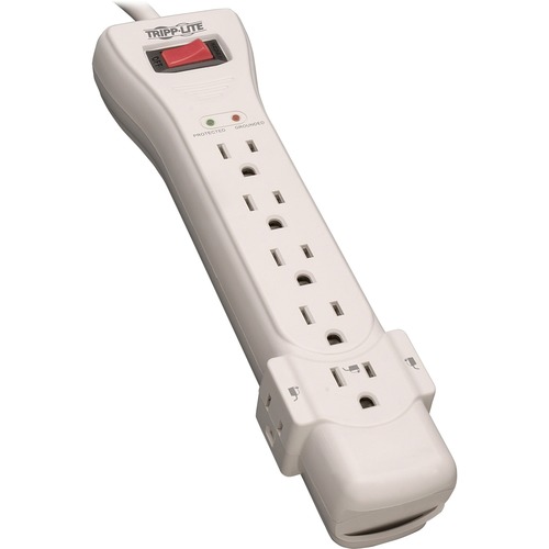 Eaton Tripp Lite Series Protect It! 7 Outlet Surge Protector, 7 Ft. Cord With Right Angle Plug, 2160 Joules, Diagnostic LEDs, Light Gray Housing 300/500