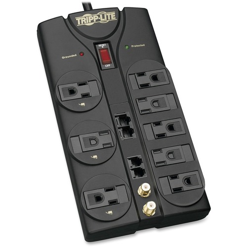 Tripp Lite By Eaton Protect It! 8 Outlet Surge Protector, 10 Ft. Cord, 3240 Joules, Modem/Coax/Ethernet Protection, RJ45 300/500