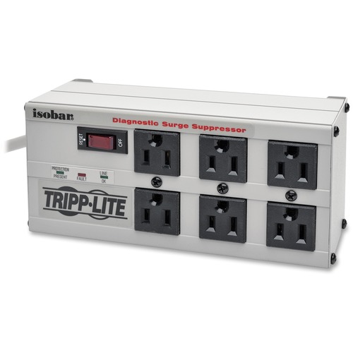 Tripp Lite By Eaton Isobar 6 Outlet Surge Protector, 6 Ft. Cord With Right Angle Plug, 3300 Joules, Diagnostic LEDs, Metal Housing 300/500