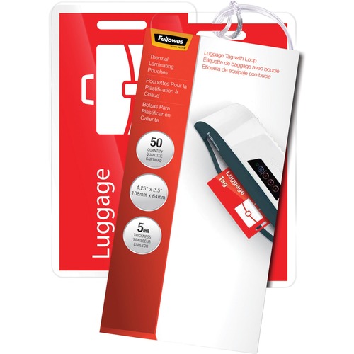 Fellowes Luggage Tag Glossy Laminating Pouches 300/500