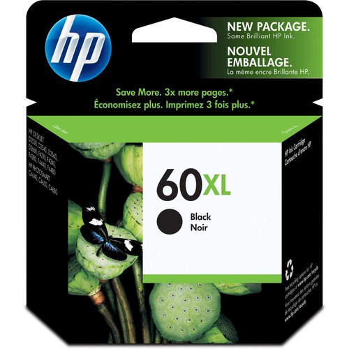HP 60XL Black High Yield Ink Cartridge | Works With DeskJet D1660, D2500, D2600, D5560, F2400, F4200, F4400, F4580; ENVY 100, 110, 120; PhotoSmart C4600, C4700, D110a Series | CC641WN 300/500