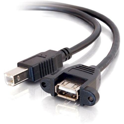 C2G 1ft Panel Mount USB 2.0 A Female To B Male Cable 300/500