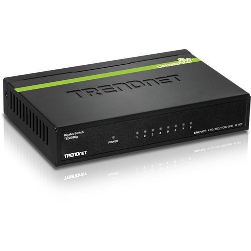 TRENDnet 8 Port Unmanaged Gigabit Switch, TEG S80G, Desktop Ethernet Metal Switch, Ethernet Splitter, Fanless,16Gbps Switching Capacity, Plug & Play, Lifetime Protection, Black 300/500