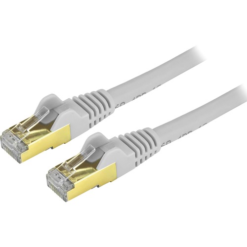StarTech.com 10ft CAT6a Ethernet Cable   10 Gigabit Category 6a Shielded Snagless 100W PoE Patch Cord   10GbE Gray UL Certified Wiring/TIA 300/500
