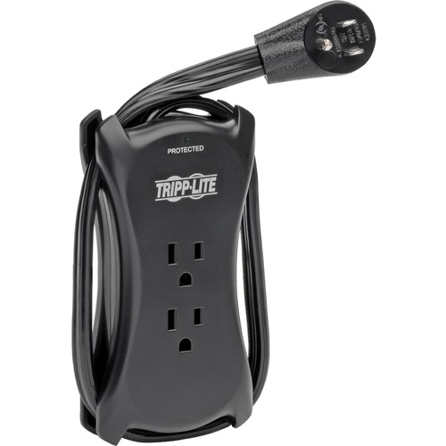 Tripp Lite By Eaton Protect It! 3 Outlet Travel Size Surge Protector   5 15R Outlets, 2 USB Ports, 5 15P Input, 1050 Joules, Black 300/500