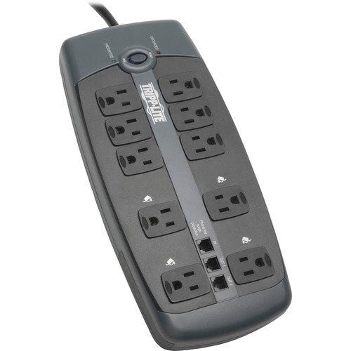 Tripp Lite By Eaton Protect It! 10 Outlet Surge Protector, 8 Ft. (2.43 M) Cord With Right Angle Plug, 2395 Joules, Tel/DSL Protection, Black Housing 300/500