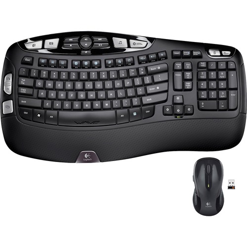 Logitech MK550 Wireless Wave Keyboard And Mouse Combo, Ergonomic Wave Design, Black 300/500