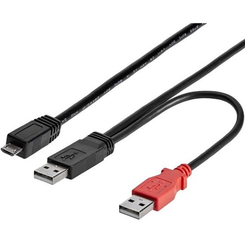 StarTech.com 3 Ft USB Y Cable For External Hard Drive   Dual USB A To Micro B 300/500